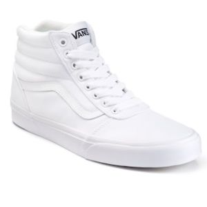ALL WHITE HIGHTOP VANS, NEVER WORN